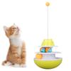 Cat Turntable Toy 2 Level Interactive Exercise Kitten Track Tower Puzzle Toy with Rolling BallYellow