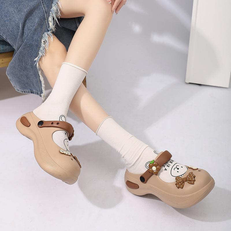 CRLAYDK Cute Bow Knot Women's Platform Clogs Arch Support Garden Shoes Slip-on Outdoor Beach Slippers Height Increase Sandals