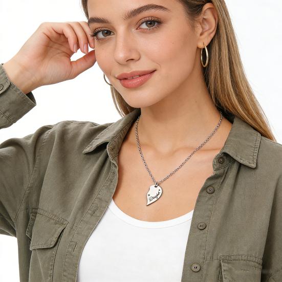 1 Pair Necklace Family Bonds Heart-Shaped Pendant Necklace Mom Daughter Matching Charm Necklace Jewelry Accessories