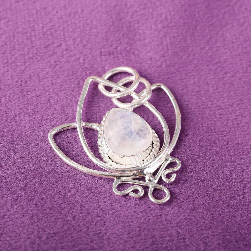 Rainbow Moonstone Pendant Gemstone Jewelry, 925 Solid Sterling Silver Pendant, Handmade Attractive Jewelry Pendant Gift For Her