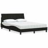 VidaXL Bed with Mattress Black 120x200 Cm Fabric, Bedroom Furniture, Double Bed, Panel Bed, Slatted Base, Bed with 3310519