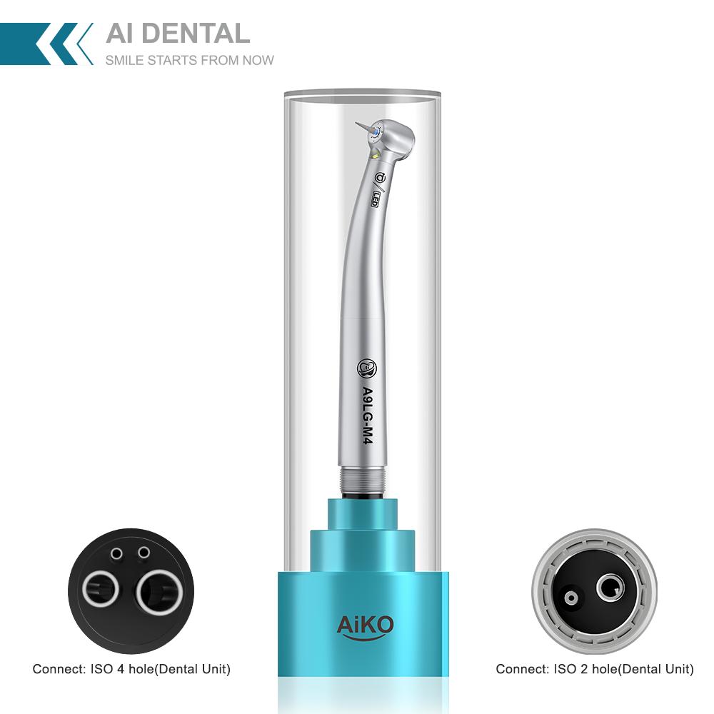AiKO Series A9LG-M4/B2 Dental Self-generator LED Air Turbine Handpiece High Speed Quattro Spray Standard Head 2/4 Hole Dental Tool