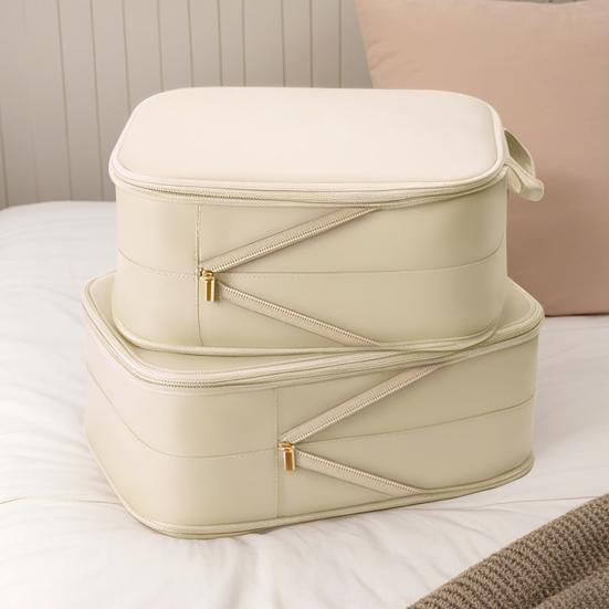 Compression Clothing Bag Zippered Space Saving Clothes Organizer Satin Self Compression Storage Bag for Comforters