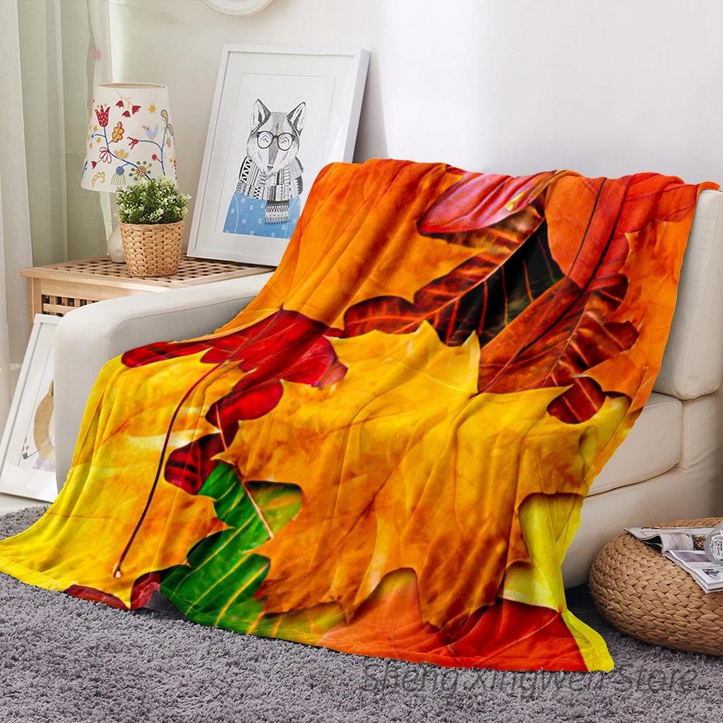 Büffelkaros Ahorn Flanell Decke Weiche Überwurfdecke Blätter Eicheln Kürbisse Libelle Schmetterling Sofa Bett Dekor Halloween Geschenke