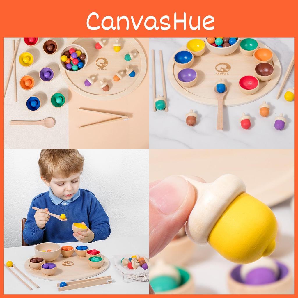 Bead Wooden Color Sorting Tray Educational Toy Toddlers Preschool Learning Play