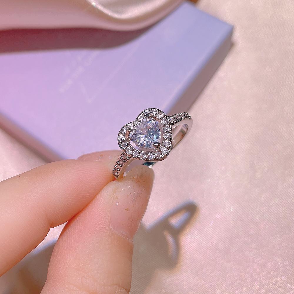 Exquisiter Damen Zirkon Ring Glänzender AAAA Zirkon Geometrischer Ring Silber Damen Party Schmuck Hochzeit Brautschmuck Ring