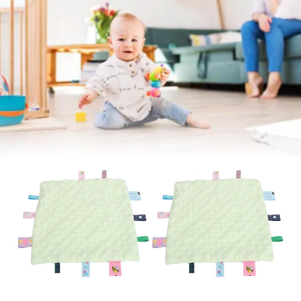 2pcs Baby Security Blanket Pure Cotton 3D Particle Sensory Development Baby Comfort Blanket with Colorful