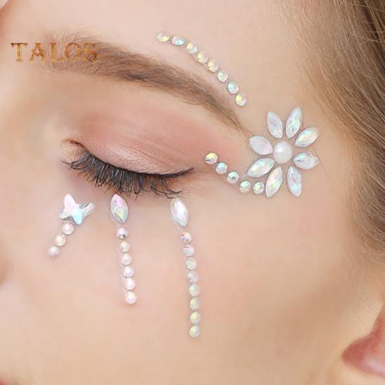 Pegatinas para ojos y cara para mujer, autoadhesivas, con diamantes de imitación, para maquillaje, tatuajes, uñas, decoraciones para fiestas de Halloween