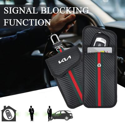 Bolsa Protectora Bloqueadora de Señal Rfid para Llaves con Logo de Coche Doble Capa de Fibra de Carbono Para sportage cerato soul sorento k2 k5 forte