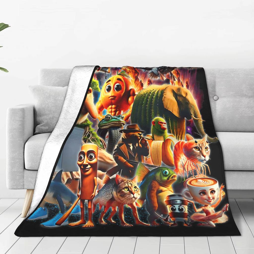 Brainrot AI Italian Plush Blanket generates animal patterns flannel material suitable for children and adults
