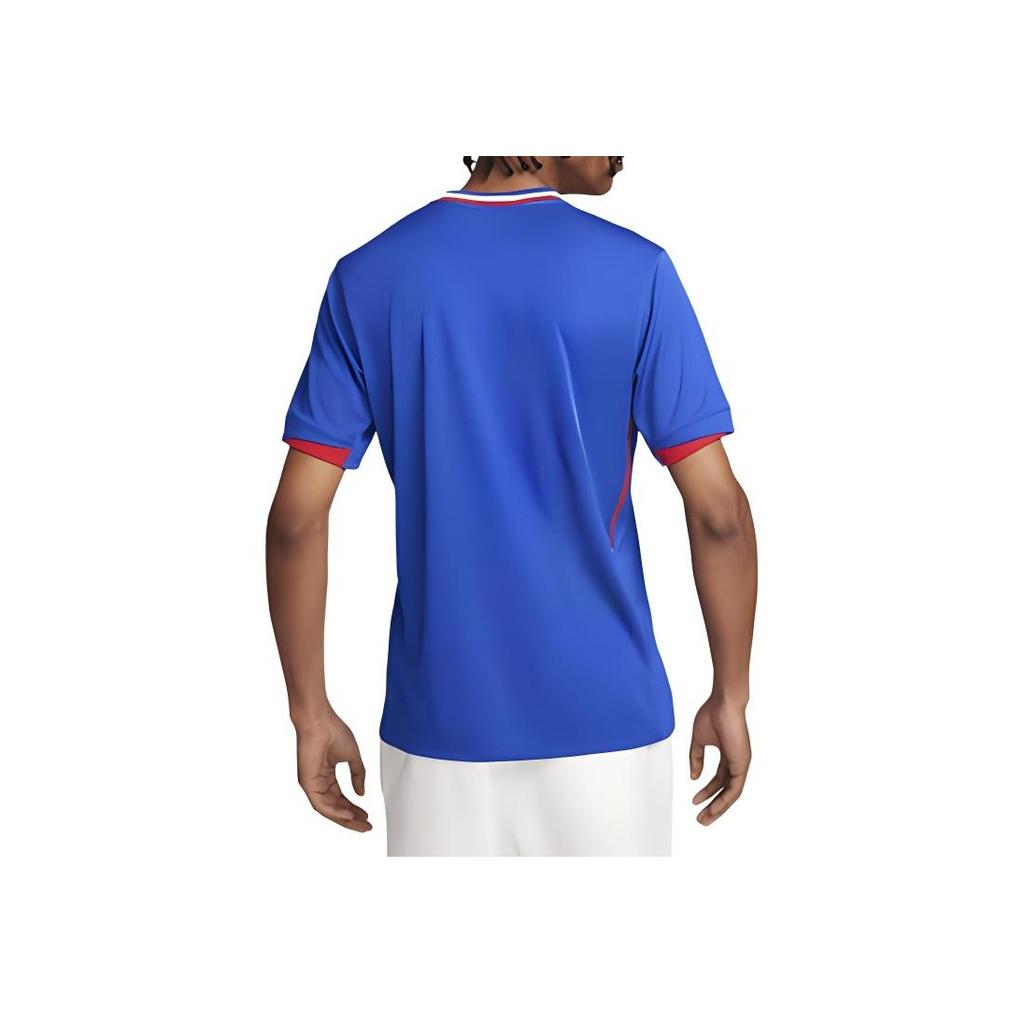 Nike Logo Striped V-Neck Short Sleeve Soccer Jersey Men Tops Blue FJ1259-452