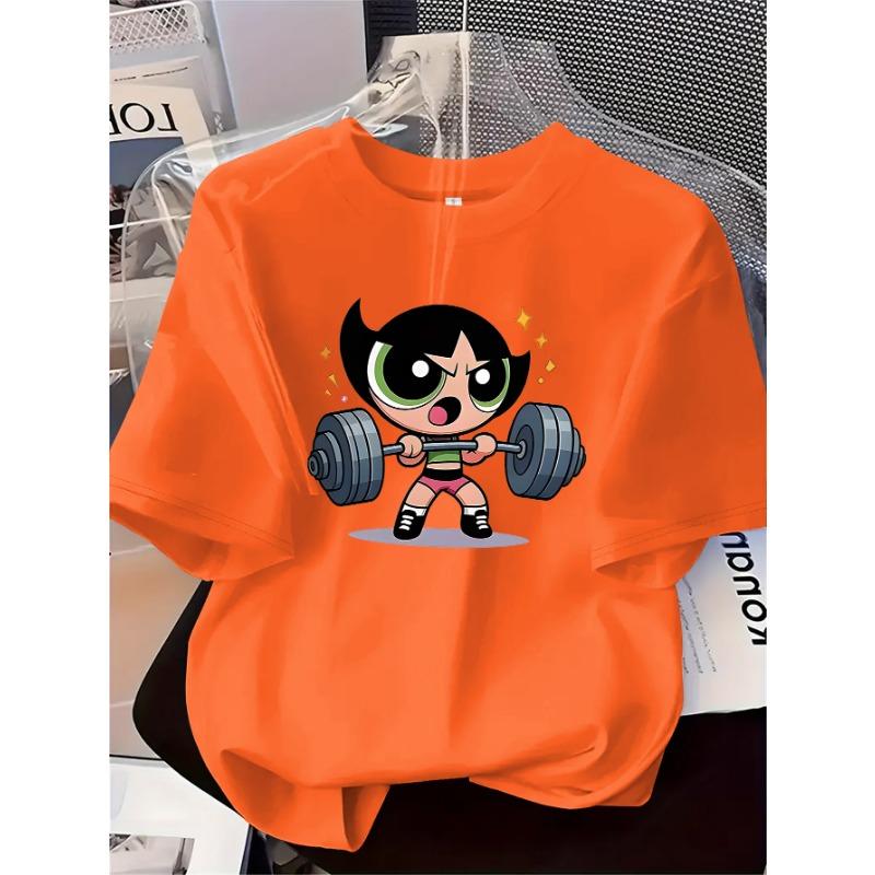 Simple prints, letters, cartoons, women's tops, casual and fashionable round-neck T-shirts, commuting style, comfortable and versatile