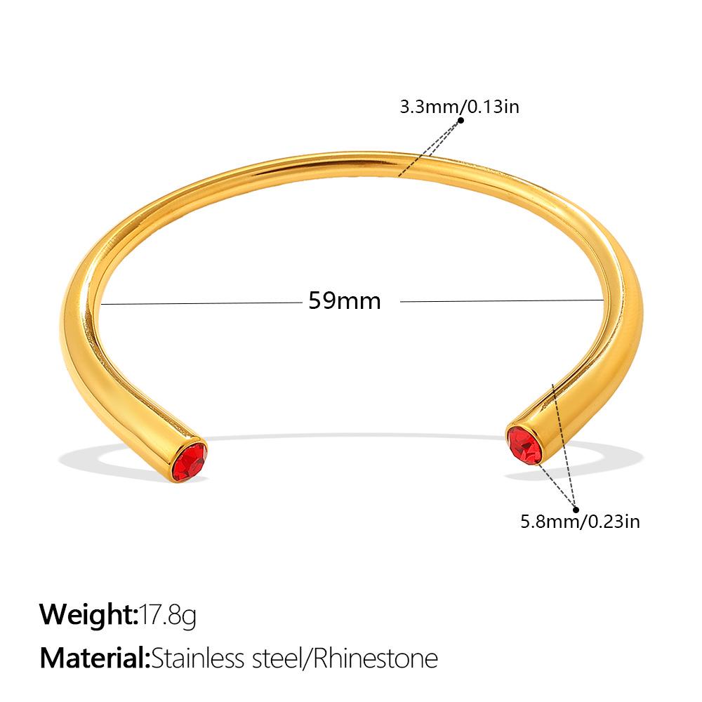 Cross-Border Gold Luxury Rhinestone Stainless Steel Open Bangle Bracelet