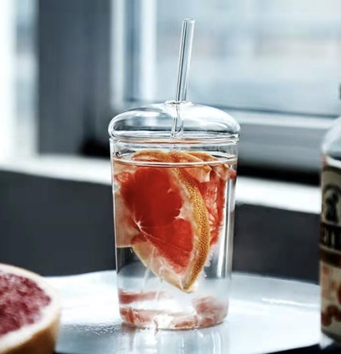 

Кружка для кофе из боросиликатного стекла с красочным цветком, соломинкой и крышкой, креативная прозрачная чашка для питья молока и чая, посуда для напитков