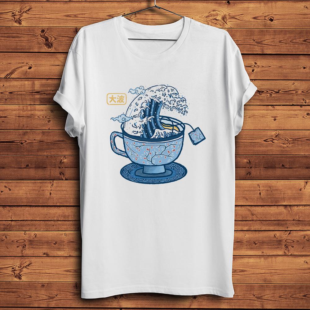 

The Great Wave of coffee tea Funny ukiyo TShirt Homme Short Sleeve Daily Casual T Shirt Unisex vintage Streetwear Tee ukiyoe S