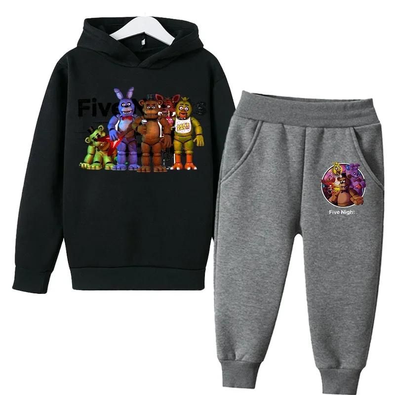 FNAF Five Nights At Freddys Sweatshirt Set Fleece Kids Sweatpants Boys Jacket Girls Clothes Spring Autumn Hoodie Birthday Gift