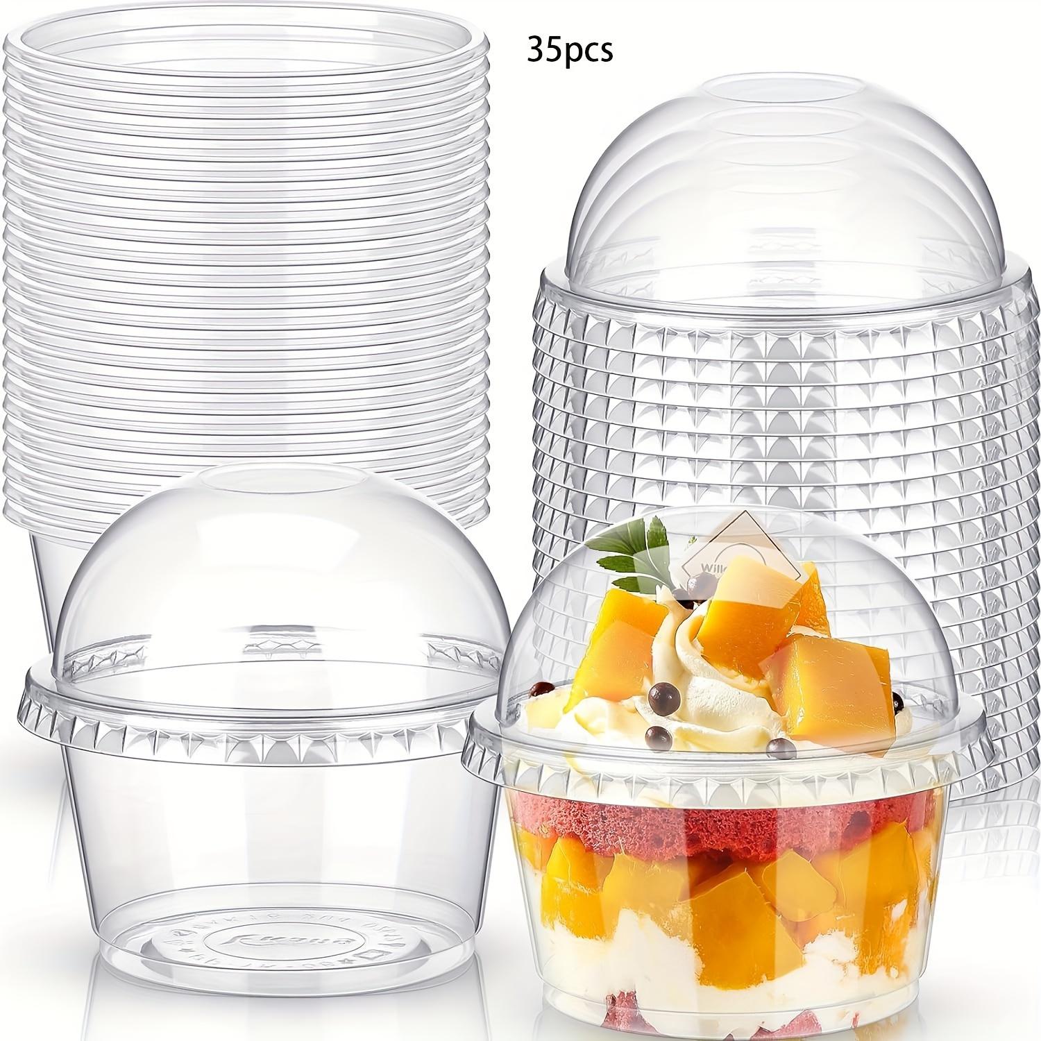 

35Pcs transparent plastic dessert cups, reusable party tableware for birthday wedding ice cream cake 35pcs