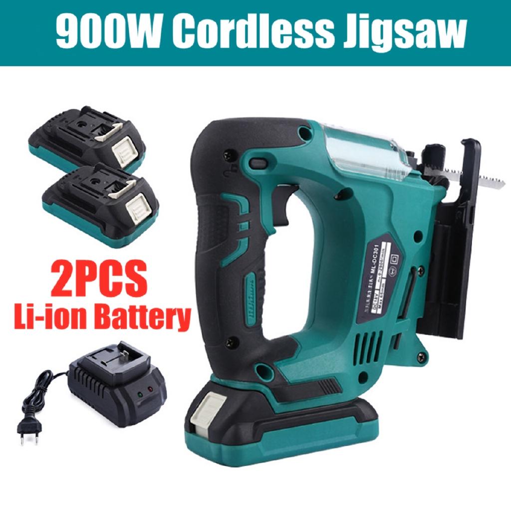 900W Cordless Jig Saw Portable Multi-Function Electric Saw Blades Metal Wood Metal Jigsaw Power Tools with Li-Ion Batter