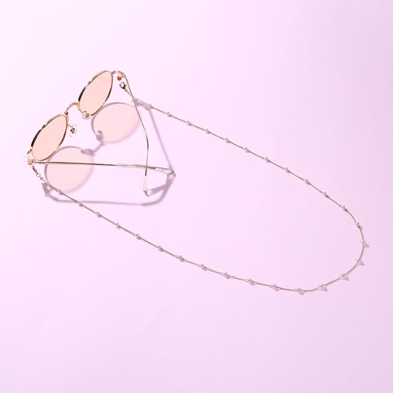 Einfache Dame Perlen Sonnenbrille Kette Hängenden Hals Anti-fallen Brillen Kordel Halskette