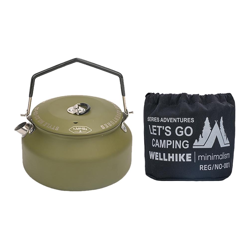 1L Outdoor Camping Kettle with Handle Portable Hiking Kettle Anti-Slip Ultralight Coffee Kettle for Outdoor Travel Camping зелёный