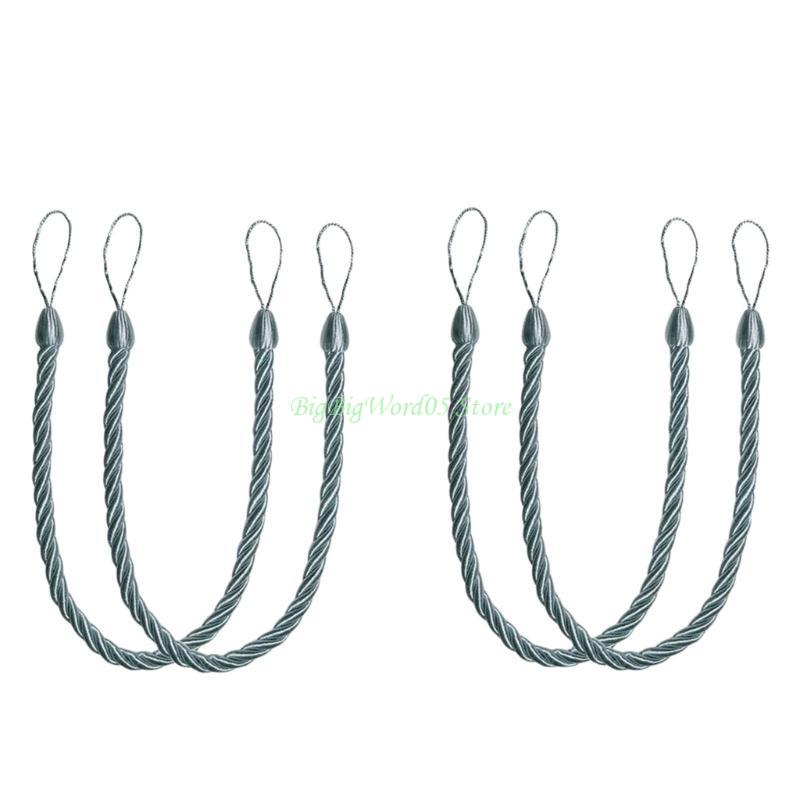 

24TE 4Pack Elegant Bohos Styles Cotton Rope Curtain Tiebacks Soft Handwovens Decorative