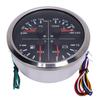 110mm 4 3/8in 4 in 1 Multifunction Gauge DC 12V 0-150PSI Oil Pressure Fuel Level 100-250℉ Water Temp 8-16V Voltmeter for RV Boat Truck (Black Dial
