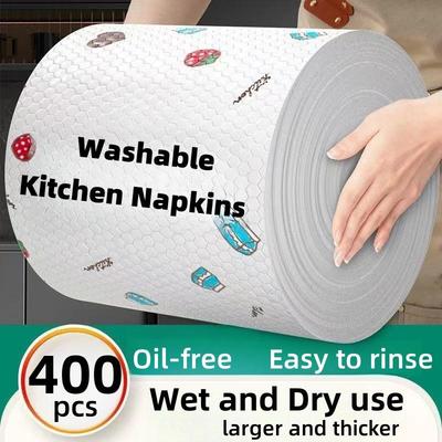 Rolle Küchenpapierhandtuch Super Wasser Öl Absorbierend Nass Trocken Doppelgebrauch Lebensmittelqualität Abreißbar Wiederverwendbar Waschbar Fauler Lappen Spültuch