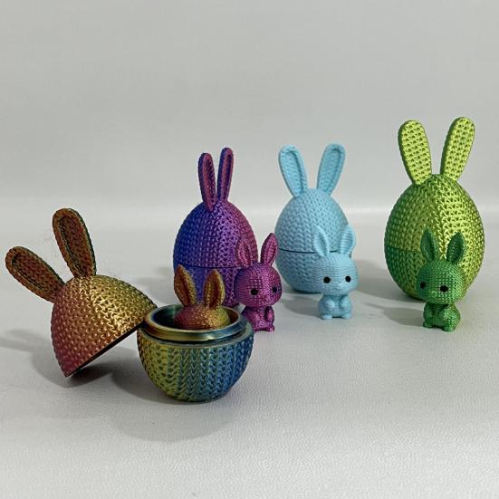 3D-gedrucktes Osterhasen-Ei Vorgefülltes Osterei mit Hase darin Osterkorb-Füller für Zuhause Büro Schreibtisch Dekoration