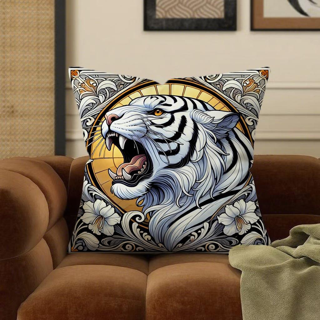 

Стильные наволочки с тигровым узоромПодходят для дивана, автомобиля, спальни, декоративный чехол для подушки 16x16Inch