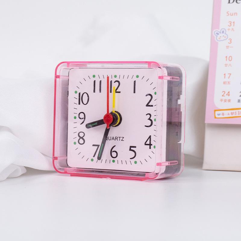 

Simple Plastic Small Alarm Clock Square for Office Student Desktop Clocks Cute Mini Children s Bedroom Bedside Clock Home Garden розовый