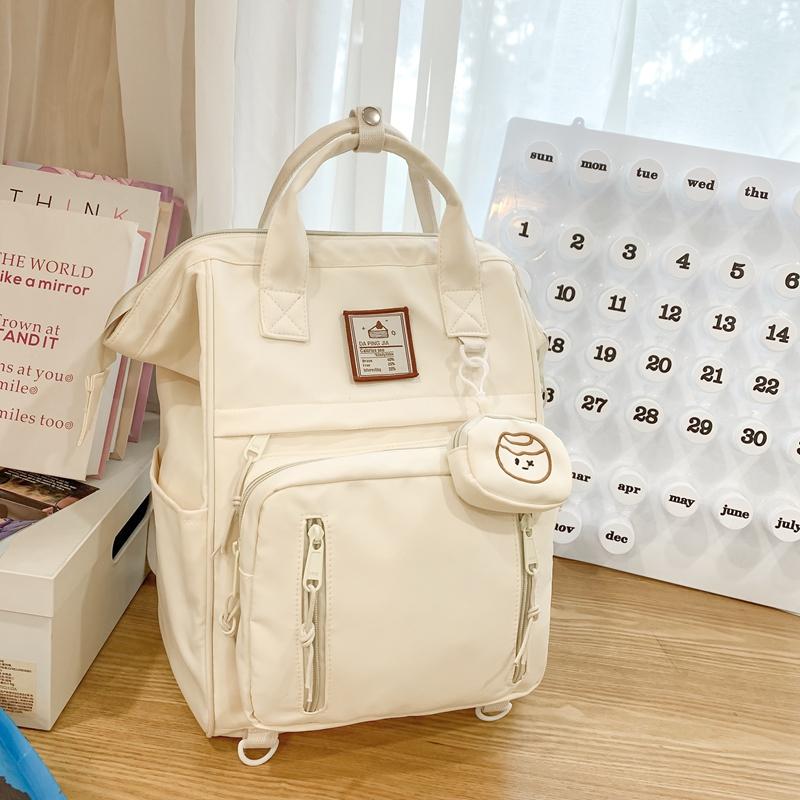 Solid Color Student School Bag Girls Backpack Student Travel Backpack