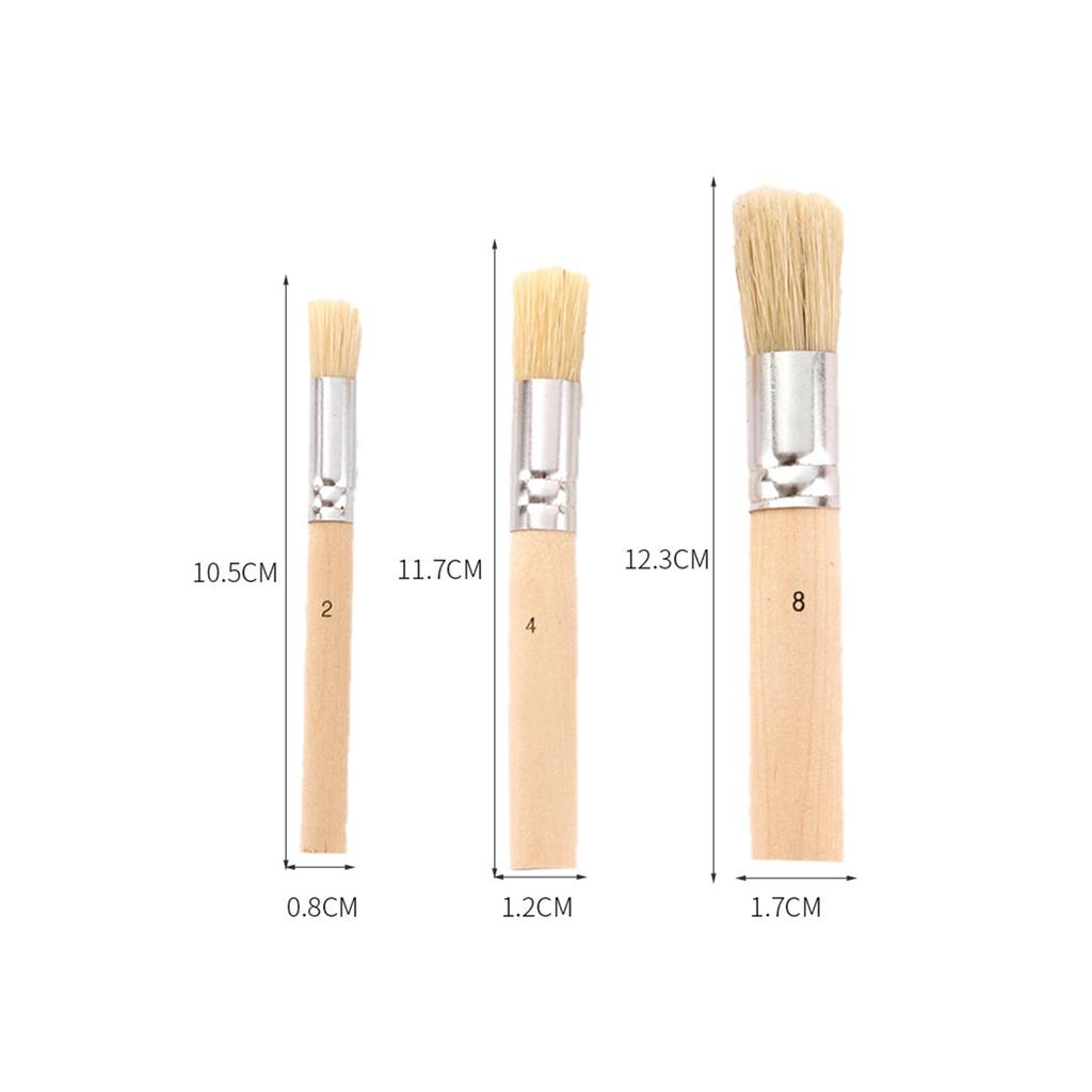 Wooden Stencil Paint Brushes Set Round Tip Bristle Hair Paintbrush Easy To Clean Art Supplies Gift for Children Adults Acrylic Oil Watercolor Drawing