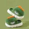 Dinosaur Winter Cotton Slippers for Kids - Warm, Furry, Thick-Soled, for Boys & Girls