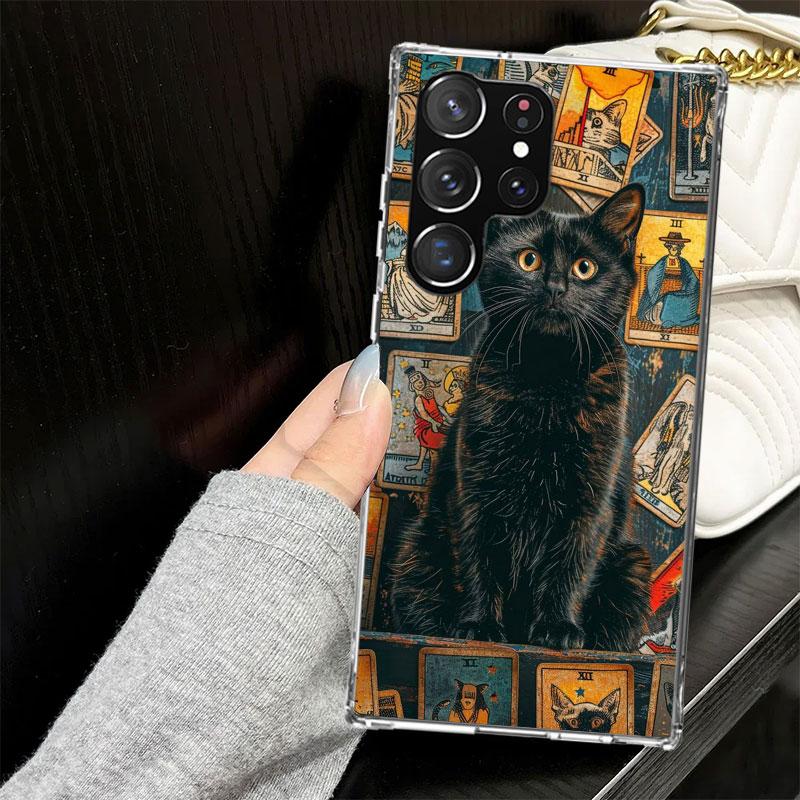 Witch Tarot Card Case for Samsung Galaxy S25 S24 S23 S22 Ultra Soft Phone Cover S25 Edge S21 Plus S20 FE S10 + Black Cover