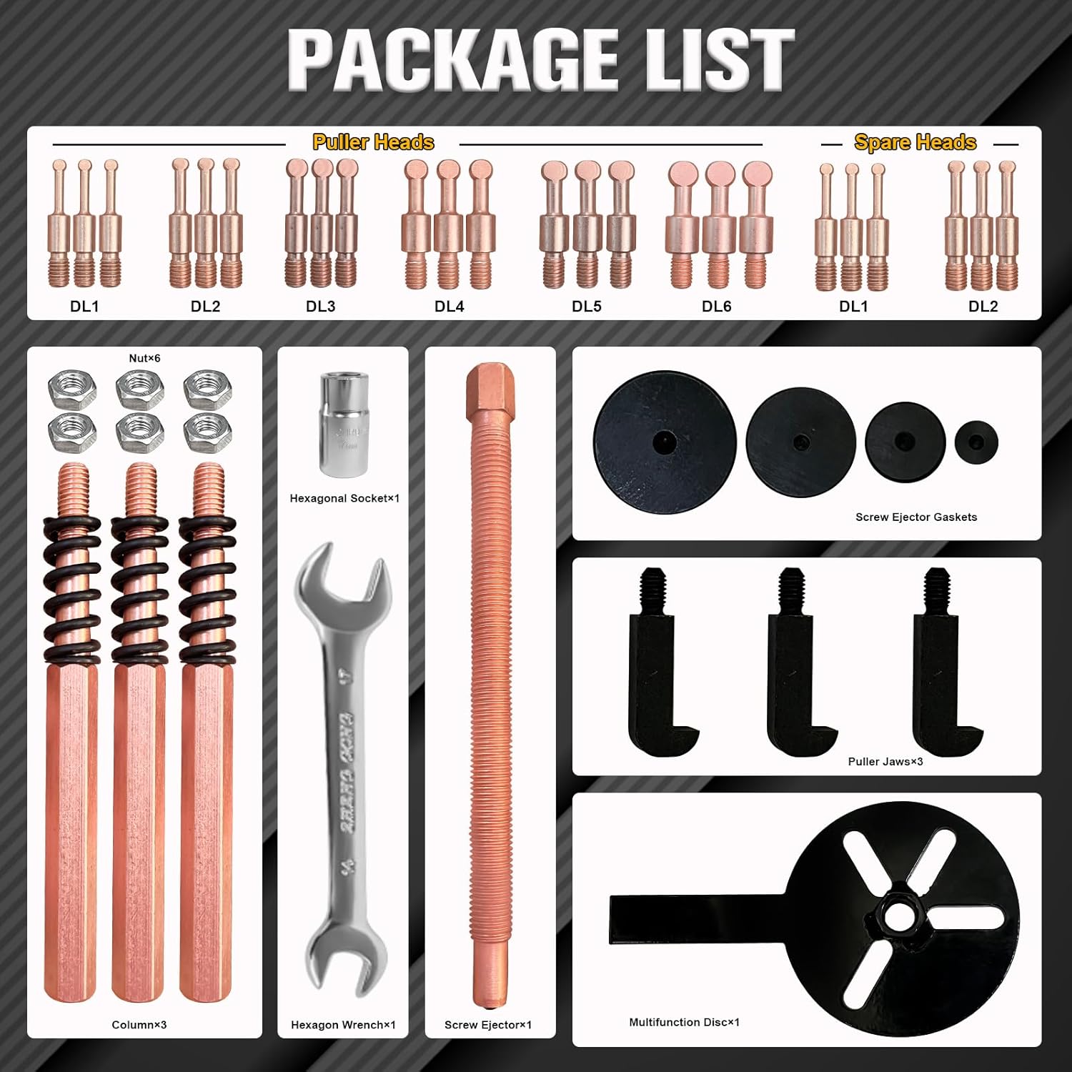 

36-in-1 Bearing Puller Kit with 3-Jaw Hooks for Motors, Cars, Machinery 12Pcs