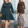 Spring and Autumn Women's Dress Plus Size Printed Long Sleeve Dresses