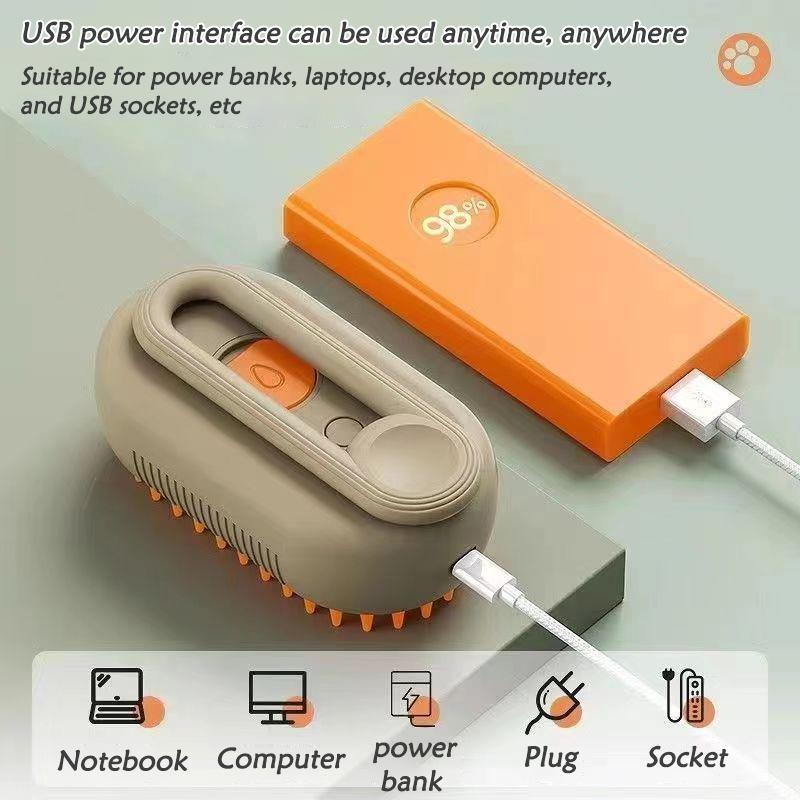 3 In 1 Cat Dog Pet Spray Massage Brush One Button Steam Spray Folding Rotatable Grooming Tool Hair Bath Hair Removal Brush Comb