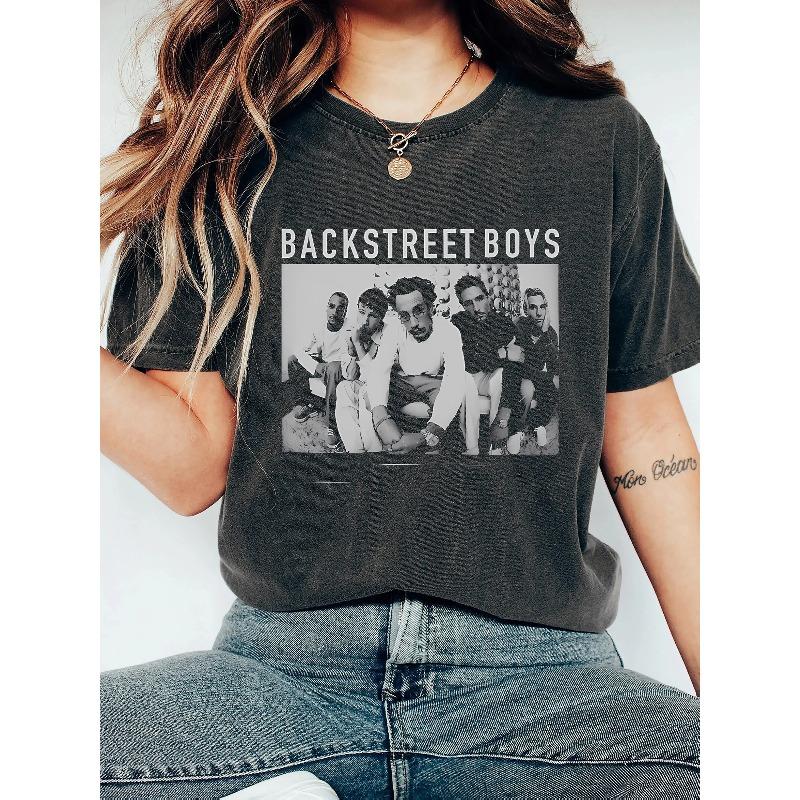 Summer Women's "Backstreet Boy" Inspired Casual Cotton T-shirt with "BABYS" Letter Design, 100% Soft Knitted Fabric