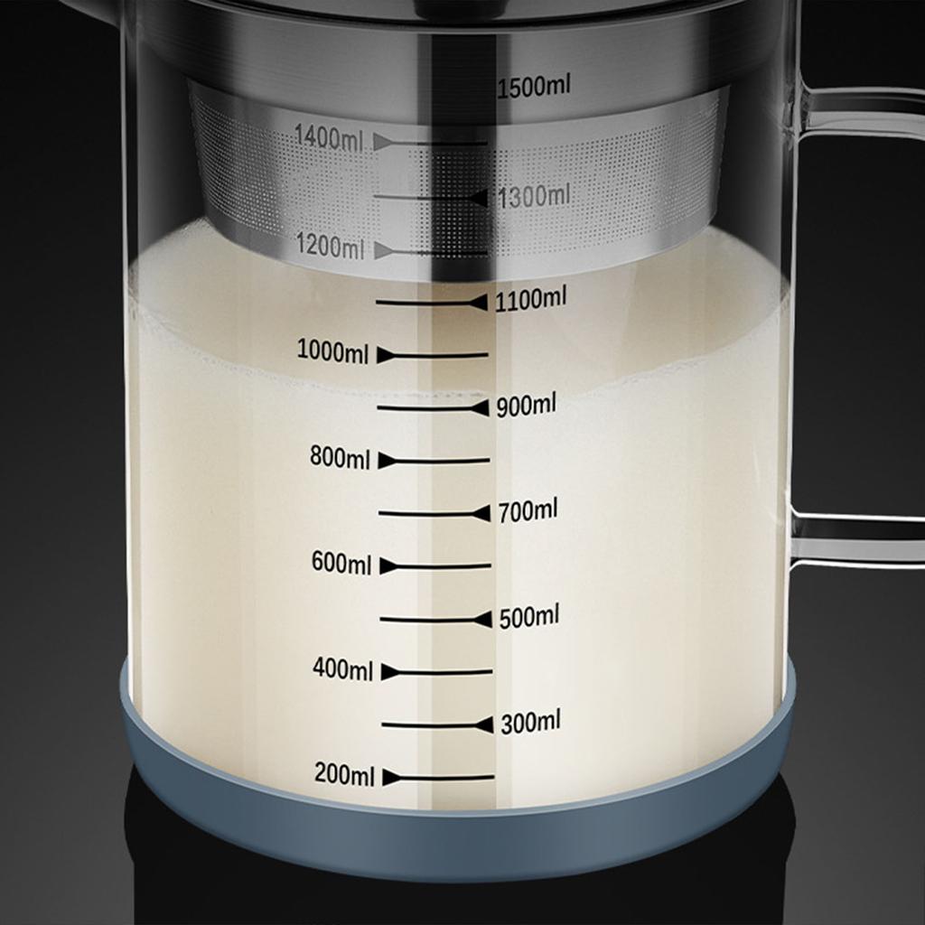 Multifunctional 1L Strainer Pot Fine Mesh Strainer for Soybean Milk Juice and Tea with Easy Clean Design