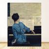 Piano Girls Canvas Posters and Prints Figure Creative Wall Pictures for Living Room Decoration Cartoon Cat Painting Art