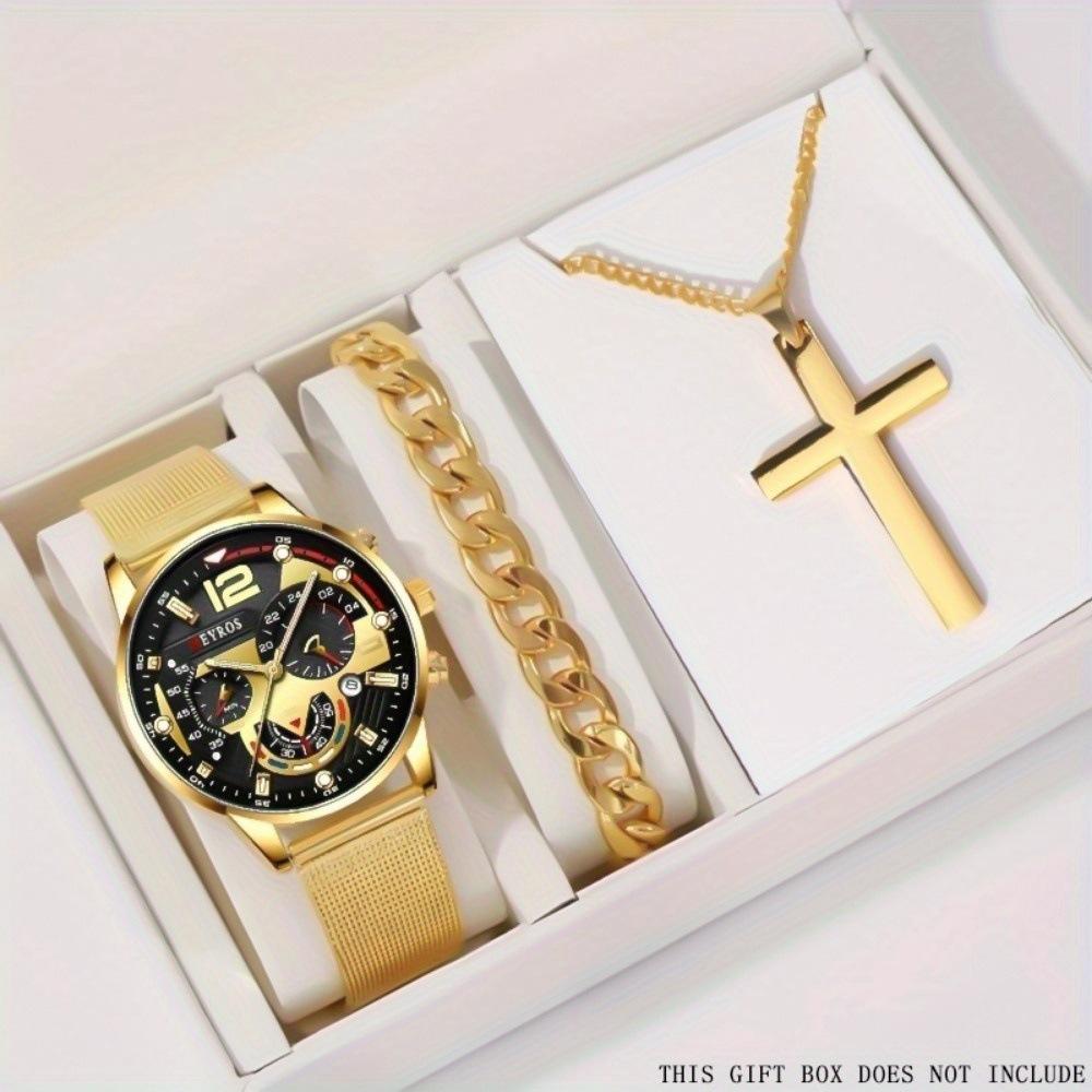 3-Piece Men S Watch Set Men S Fashion Quartz Pointer Watch