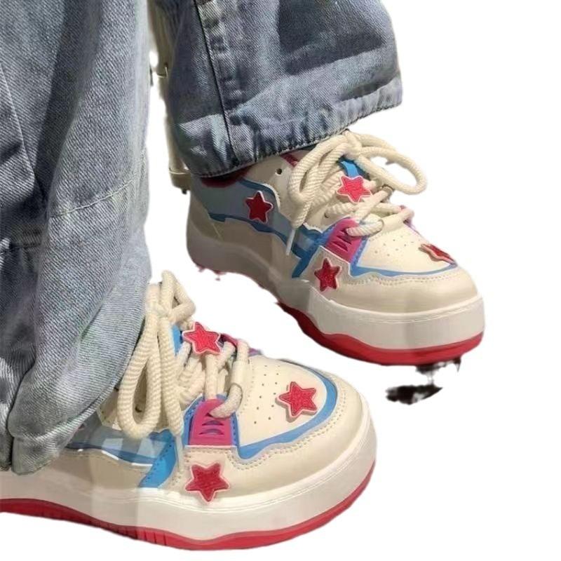 Star platform white shoes spring new niche design versatile sports shoes