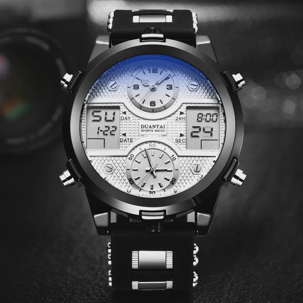 DUANTAI Military Watch: Dual Movement, Dual Display, Luminous, Multi-Function, Waterproof Sports Watch.