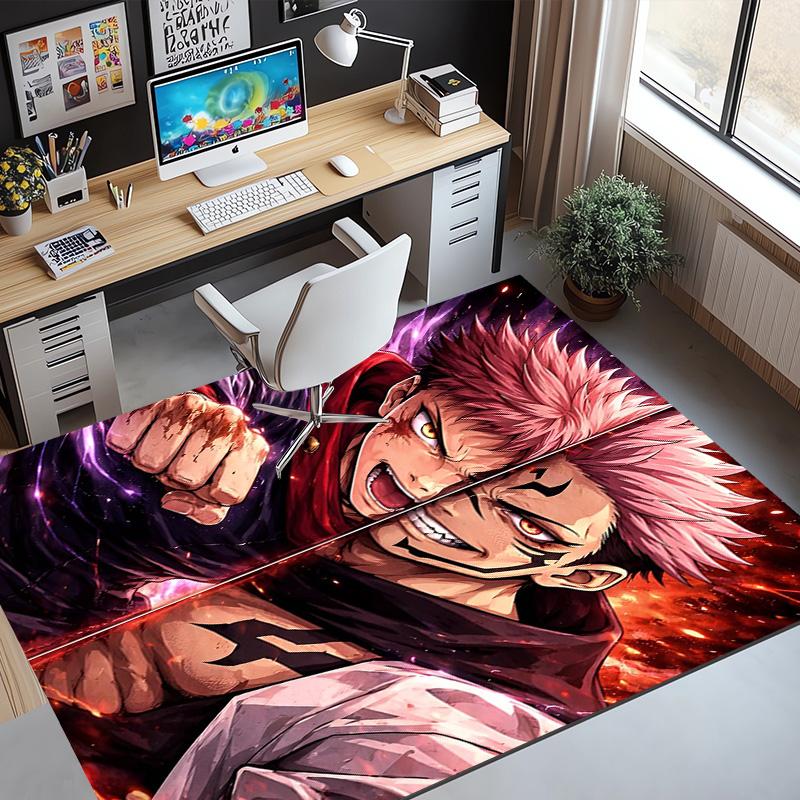 Jujutsu Kaisen Pattern Rug, Indoor/Outdoor Mat, for Picnic, Gameroom, Bedroom, Office, Living Room, Home Decor Carpet, Birthday Gift