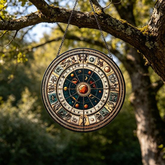 Bunter Acryl-Sonnenfänger Astrologisches Rad Tierkreiszeichen Fensterhänge-Dekoration Buntglas-Effekt Sonnenfänger-Panel für Haus Garten Dekoration