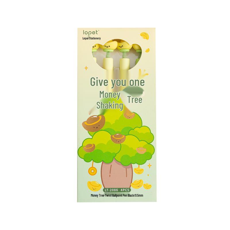 Stress-Relief Money Tree Pen: Fun, Playful Ingot Spring Design, Quick-Drying Student Brush.