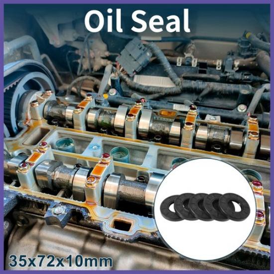 Oil Seal Seal Ring Rotary Shaft Seal NBR Rubber 35x72x10mm Black 5Pcs New