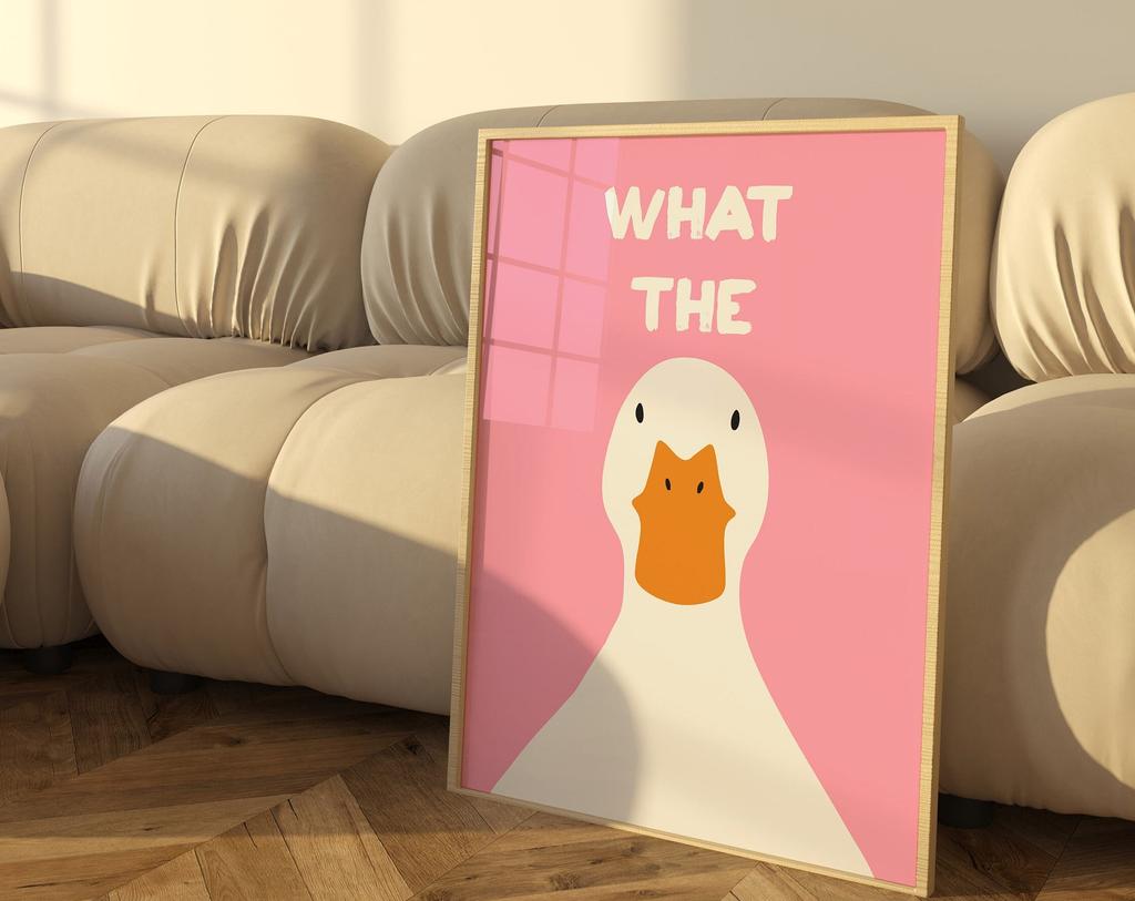 What the Duck Print Art Picture Funny Cute Animal Canvas Posters Modern Wall Painting for Bathroom Bedroom Dorm Decor