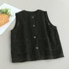 Dimanaf 2025 New Short Corduroy Jacket Vest Autumn Sleeveless Retro Coat Buttons Women Solid