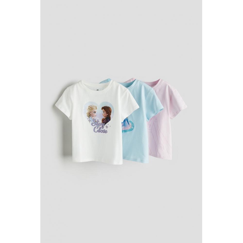 

Комплект из трех трикотажных топов с принтом HM, белый Frozen